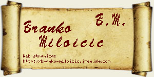 Branko Miloičić vizit kartica